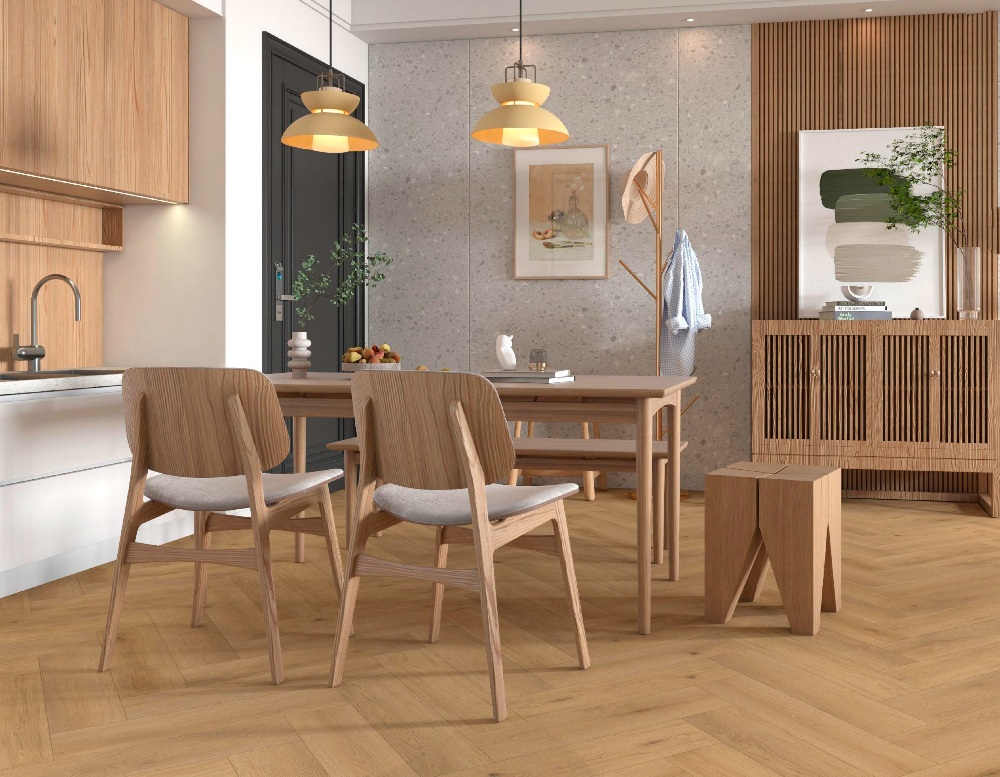 Кварцвиниловый SPC ламинат StoneWood Веллано Vellano SWP 2008 венгерская елка 615×123×4 фото в интерьере